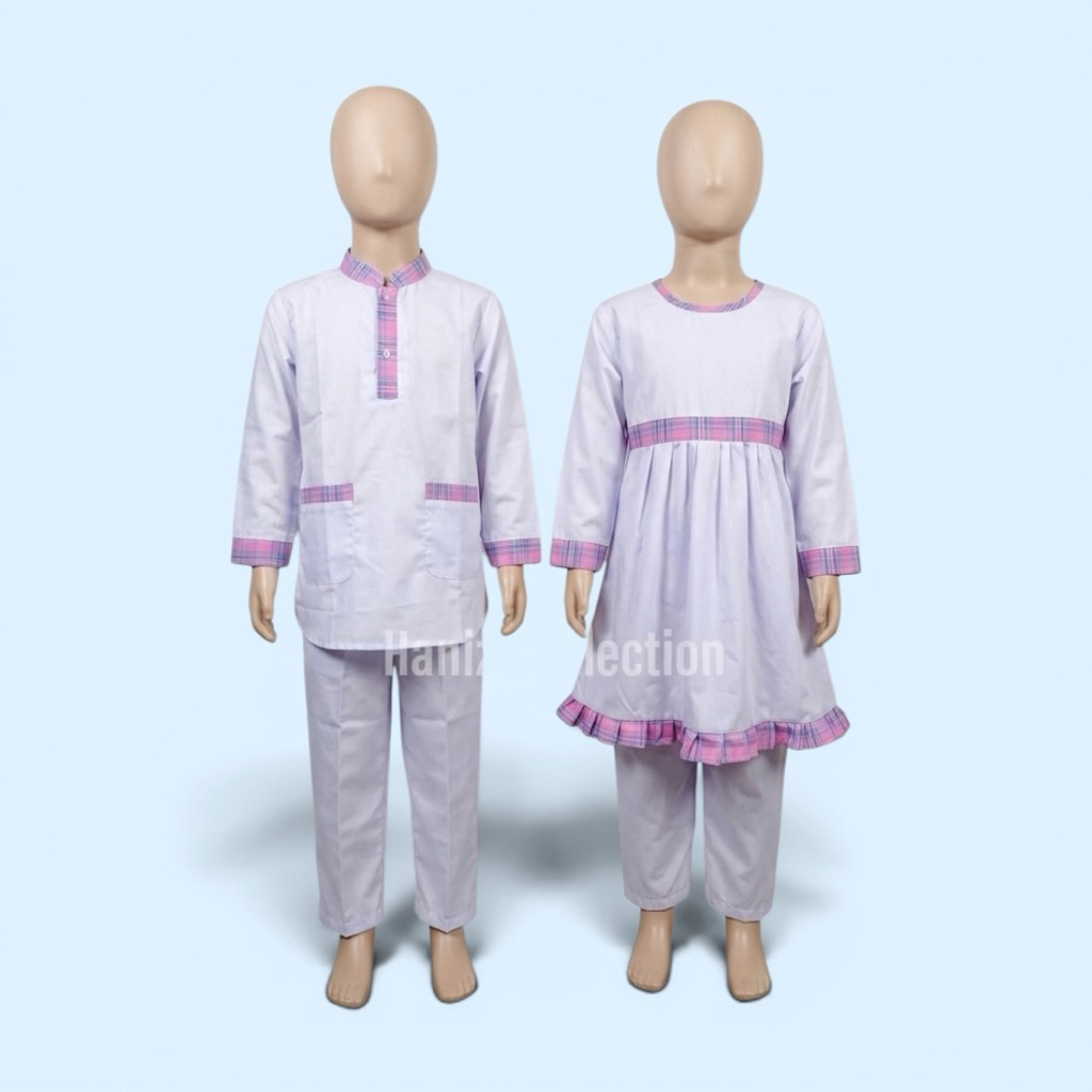 STELAN MUSLIM ANAK . SERAGAM PAUD / TK KOMBINASI KOTAK PINK