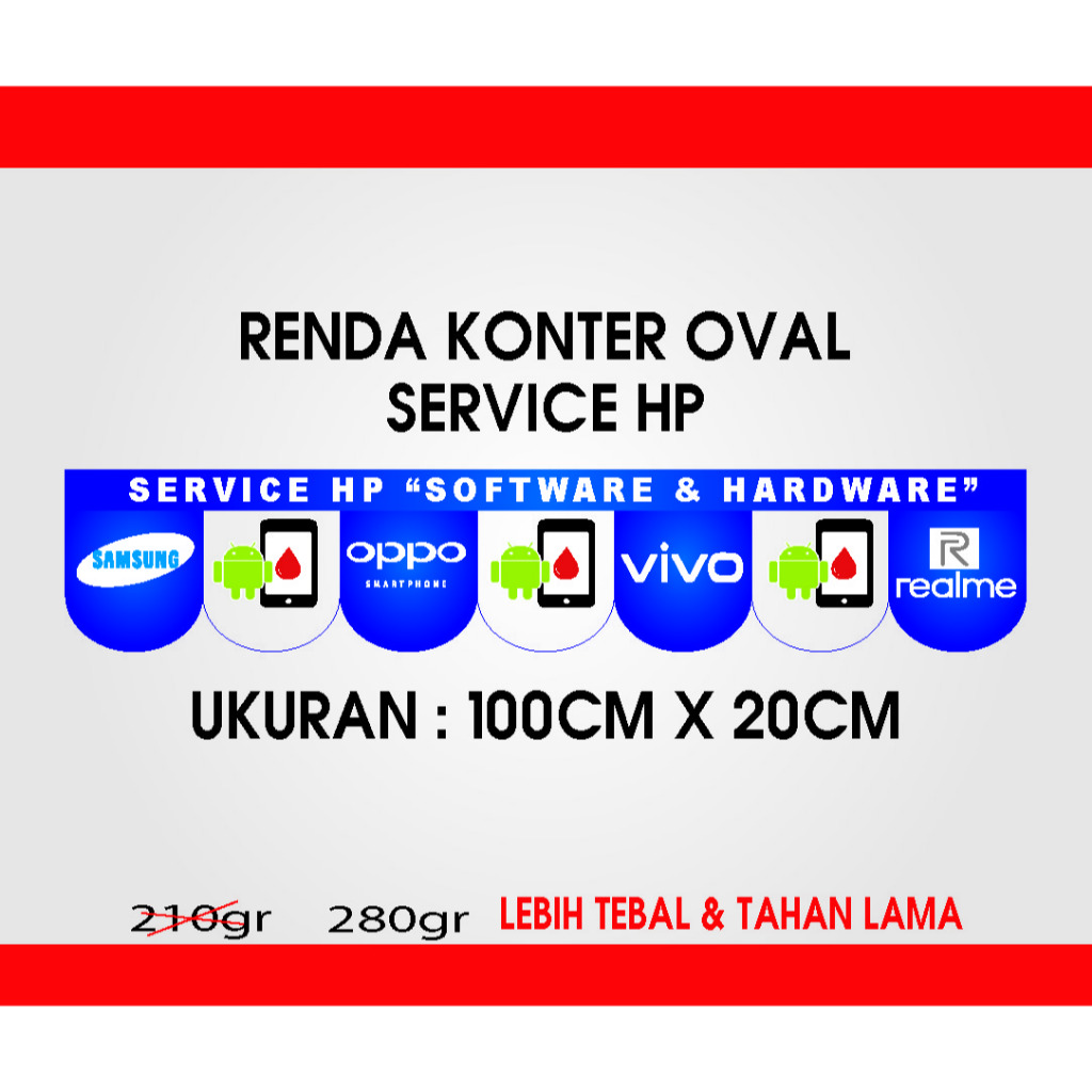 SPANDUK RENDA KONTER SERVICE HP BIRU OVAL