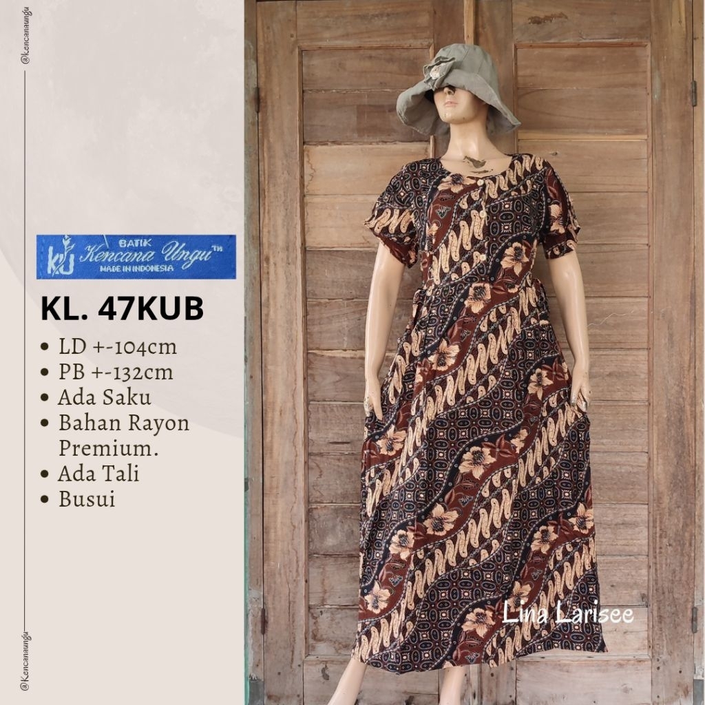 (COD) Daster Panjang Longdress Tali 4 Kencana Ungu label Biru ori