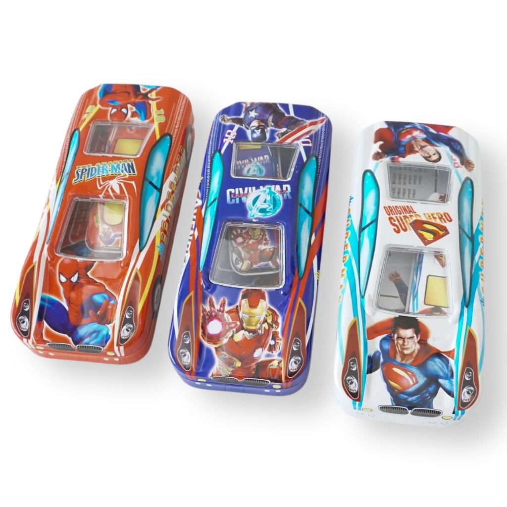 PENCIL CASE SCHOOL MOBIL AVENGERS / TEMPAT PENSIL SEKOLAH KALENG AVENGERS / TEPAK PENSIL ANAK SEKOLA