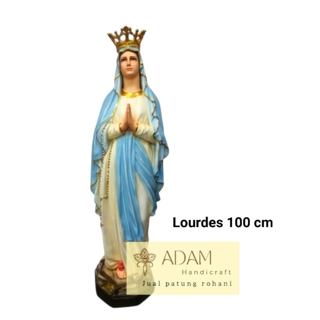 Patung Maria Lourdes Mahkota dan rosario 100 cm