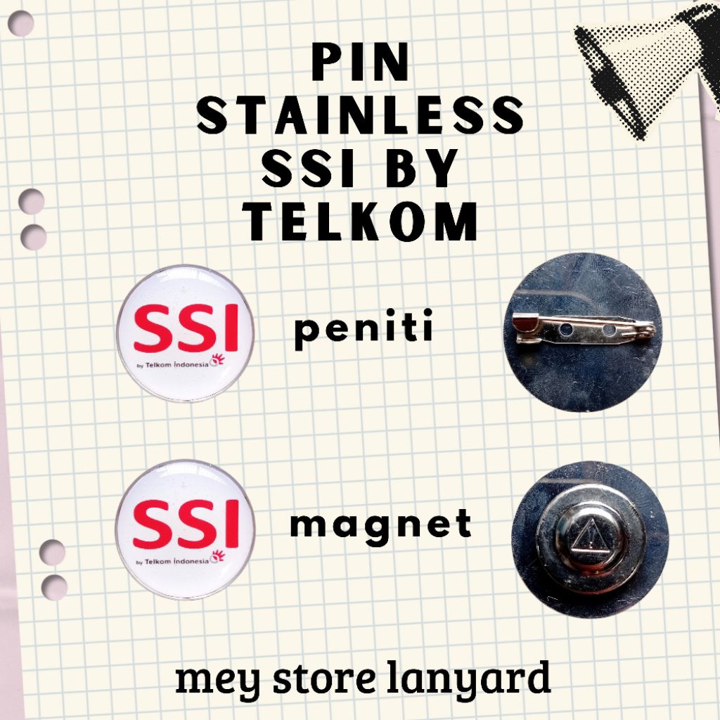 PIN STAINLESS LOGO SSI by TELKOM, READY STOCK PIN STAINLESS Kualitas Premium Berlapis Resin Glossy T
