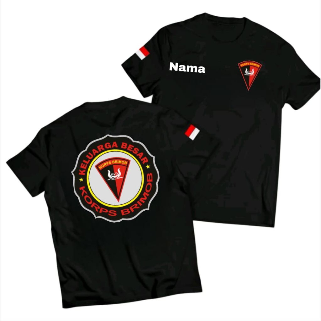 Kaos Hitam Pria Keluarga Besar Brimob Desain Polisi  Adem, Nyaman Dipakai