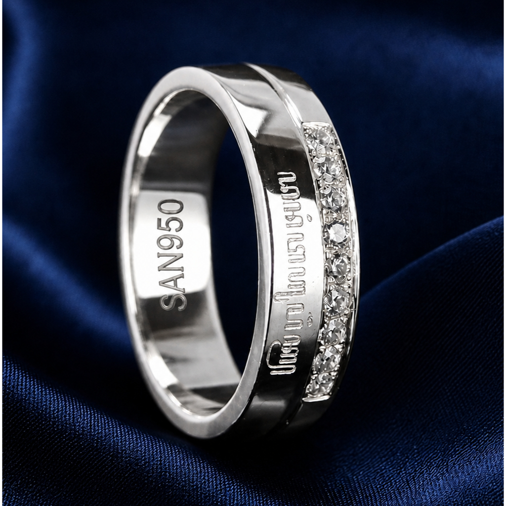 SAN950 Cincin Wanita Perak 950 Ukiran Aksara Jawa W21 | Ring Nikah & Tunangan Custom Handmade