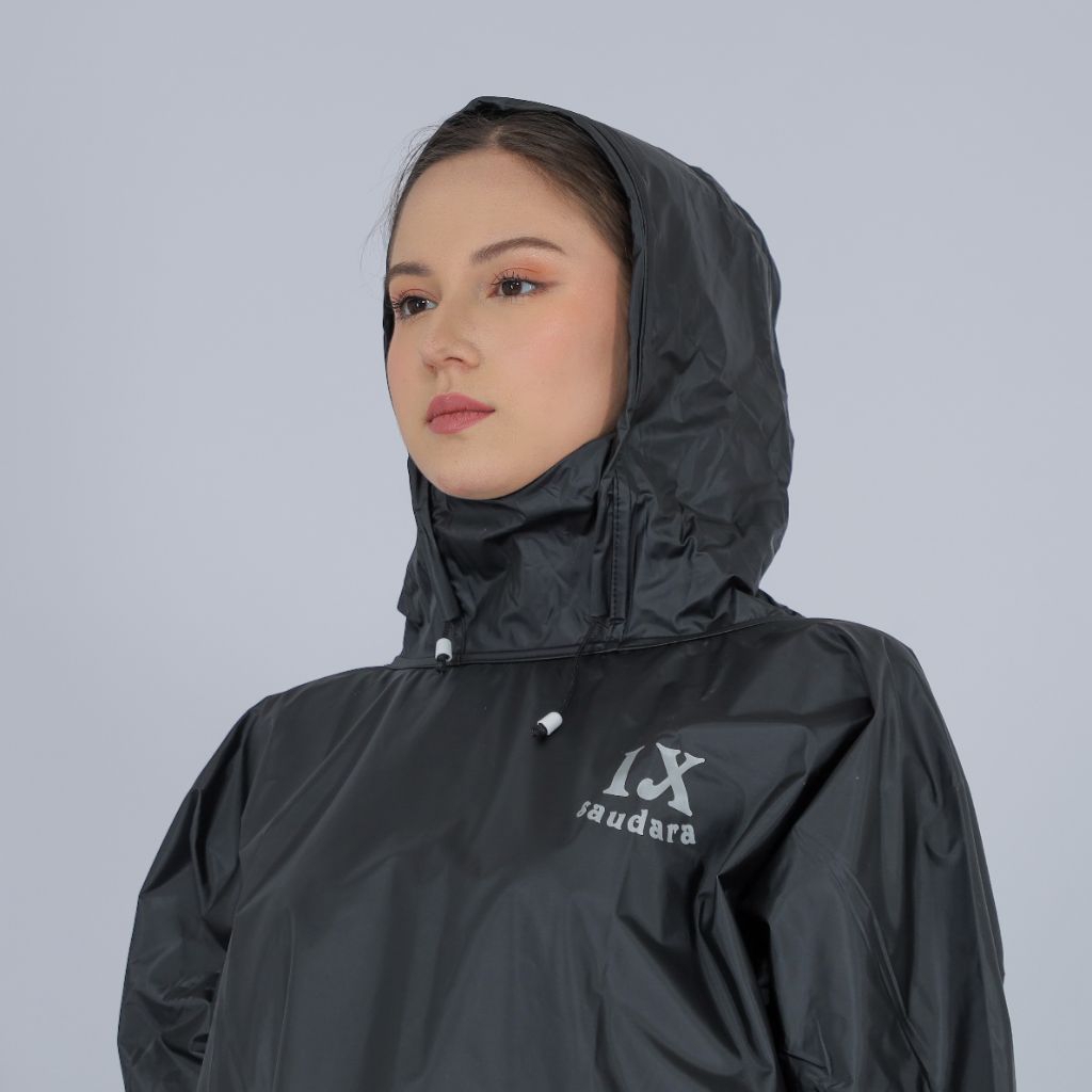 Jas hujan Hoodie setelan JOGER pria wanita dewasa. Bahan PVC