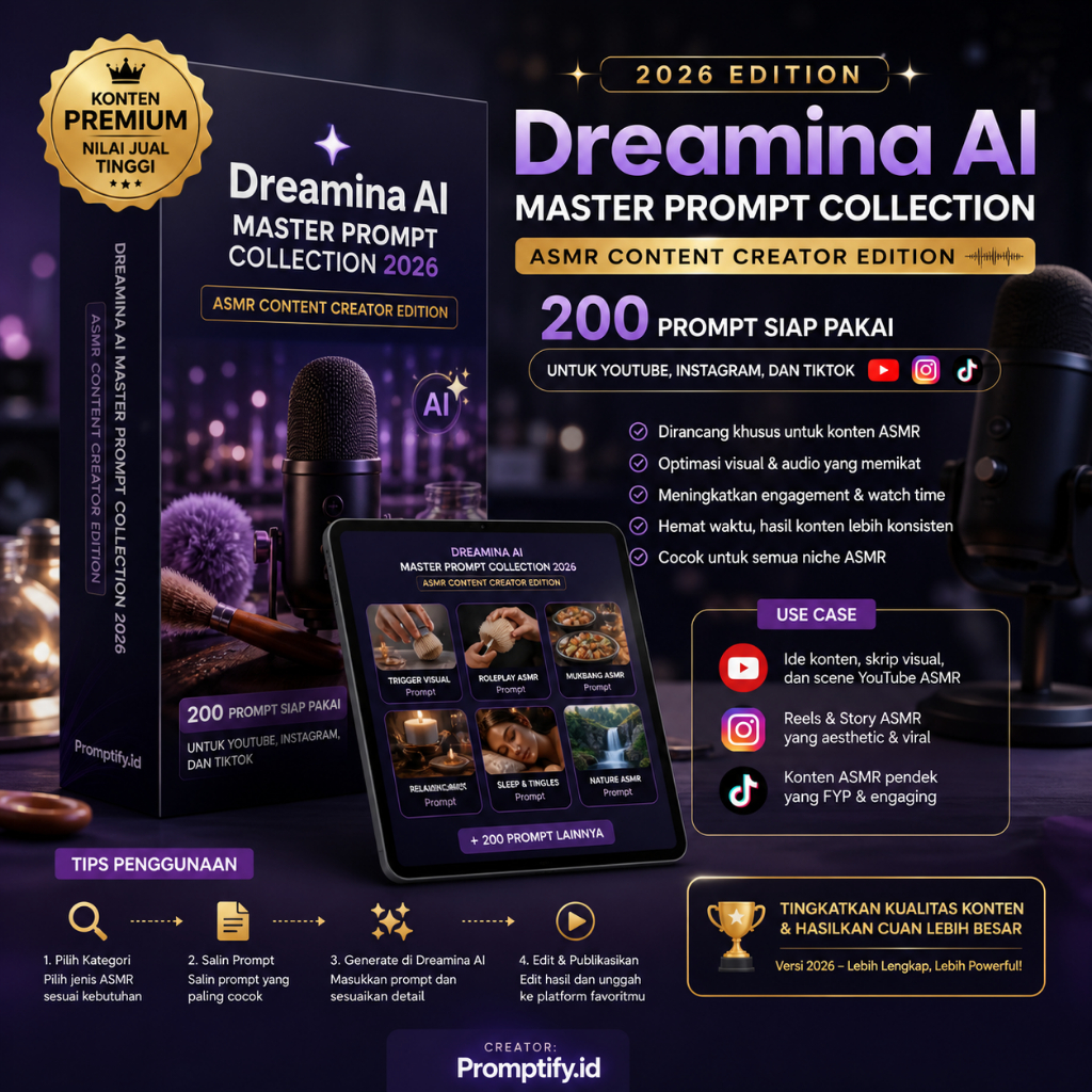 200 Prompt Dreamina AI ASMR untuk Konten Kreator | Ide Konten YouTube, TikTok, Instagram
