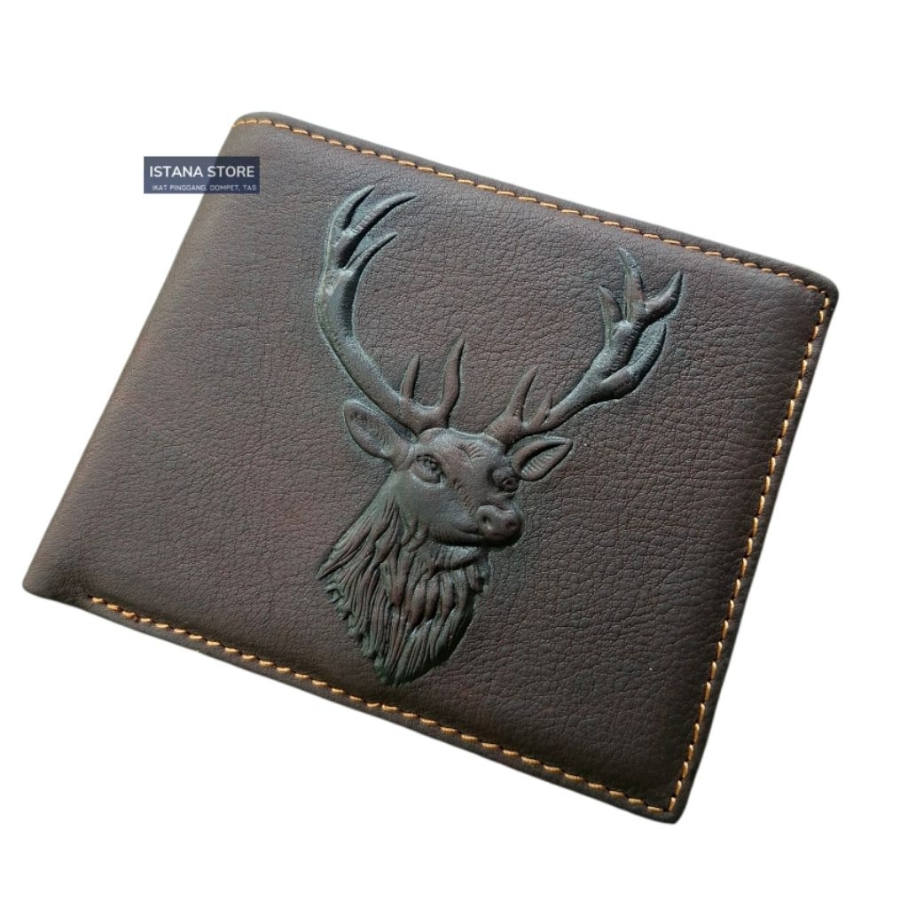 Dompet pria kulit timbul full kulit sapi asli motif rusa