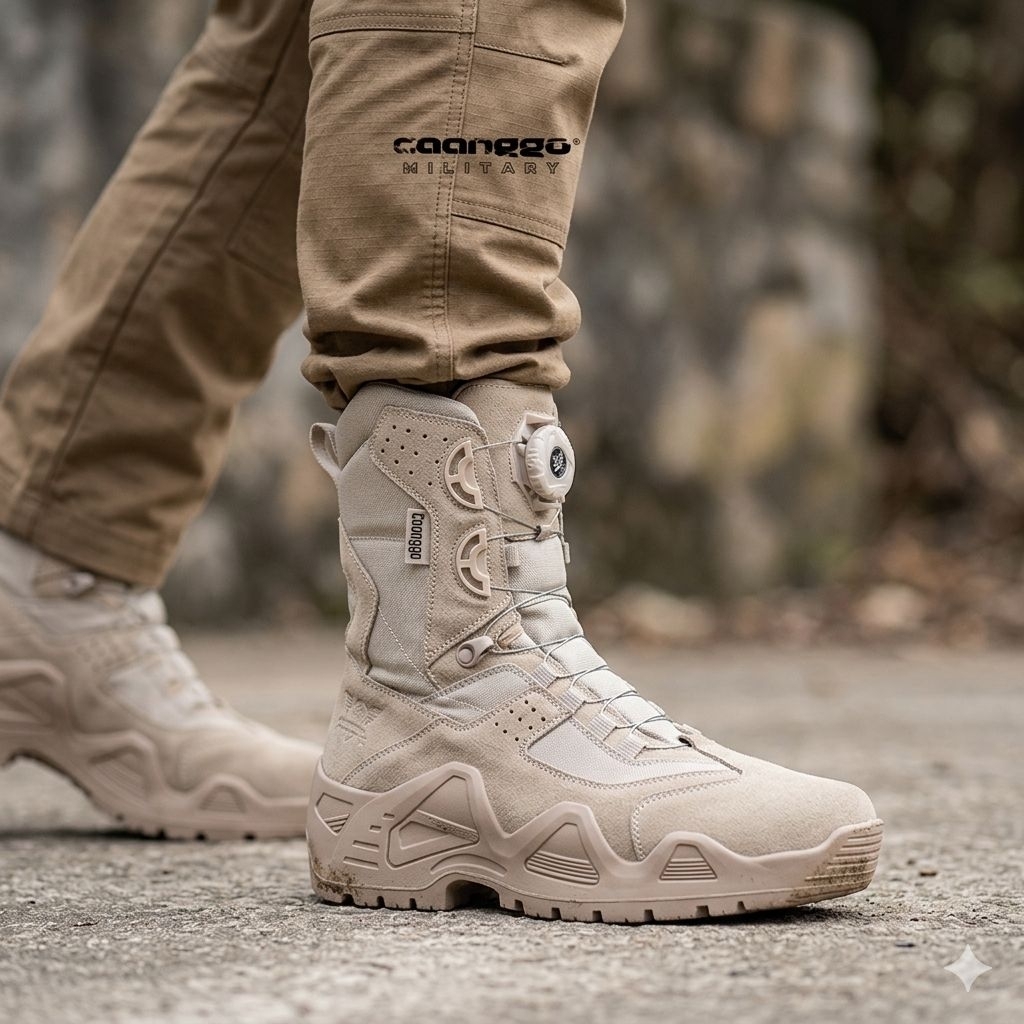 Caanggo - Sepatu PDL Tactical Gurun Safety Boots PDL Kemhan ASN Polpp Tali Putar Model Terbaru