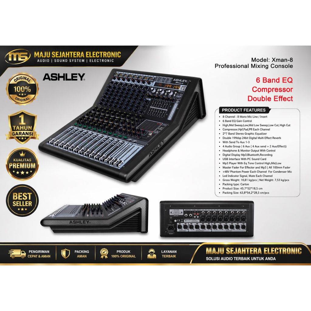 MIXER 8 CHANNEL ASHLEY XMAN-8 XMAN 8 XMAN8 xman8 DOUBLE EFFECT 199DSP ORIGINAL