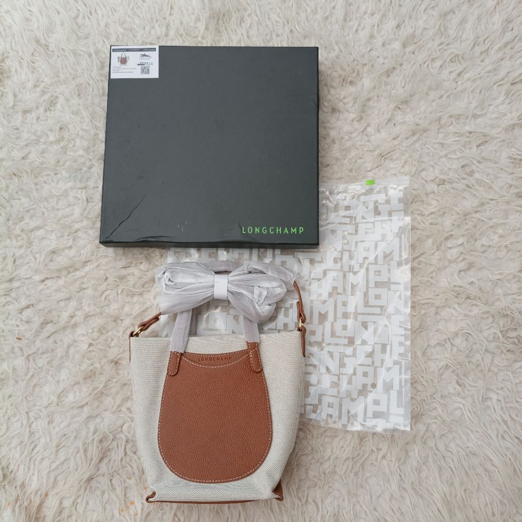 LC complice s crossbody bag caramel canvas cowhide leather tas selempang top handle bag kulit asli