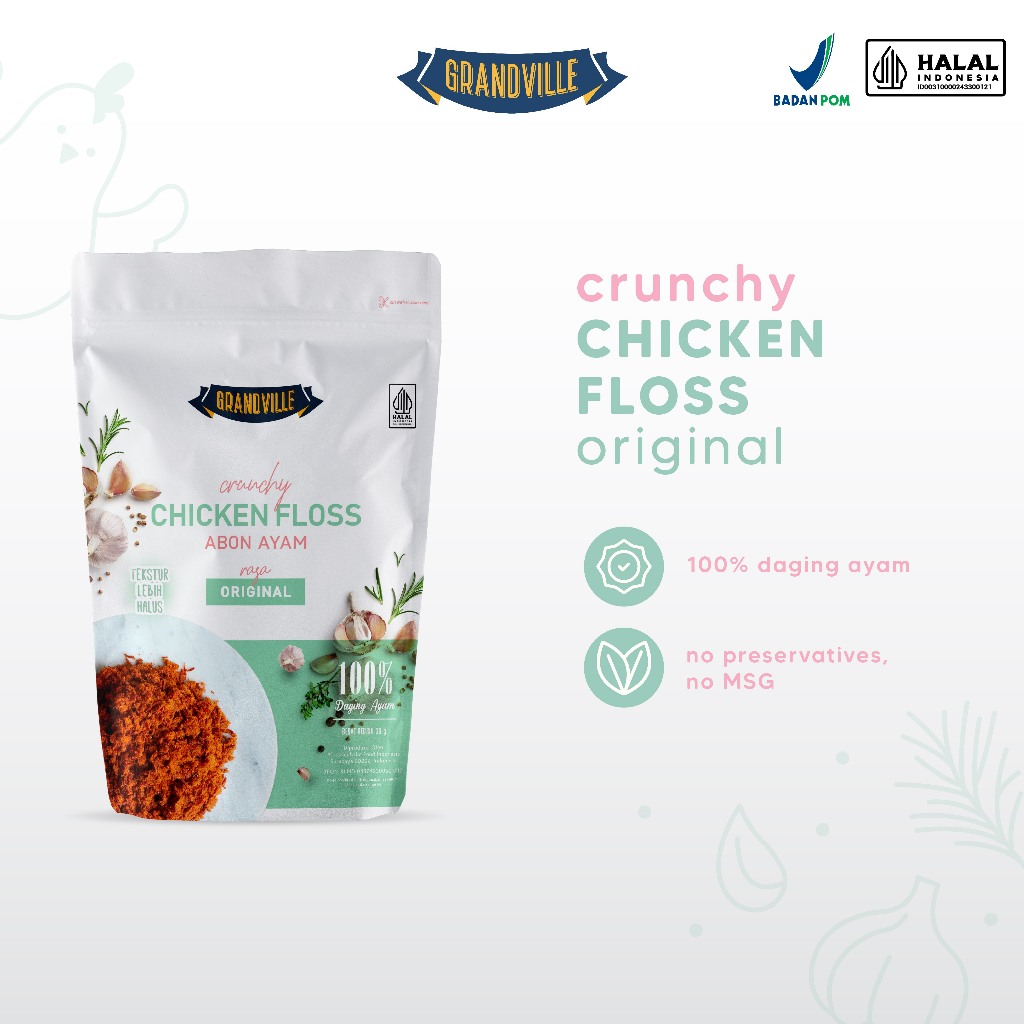 Grandville Abon Ayam Crunchy Halal Single Pack Original - Aman untuk anak usia MPASI