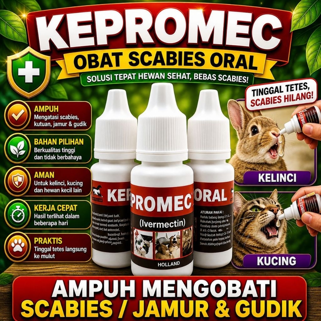 KEPROMEC ORAL 10 ML - Obat Scabies Obat Demodex Obat Gatal Kulit Berkerak Gudik Bulu Rontok Jamur Sc