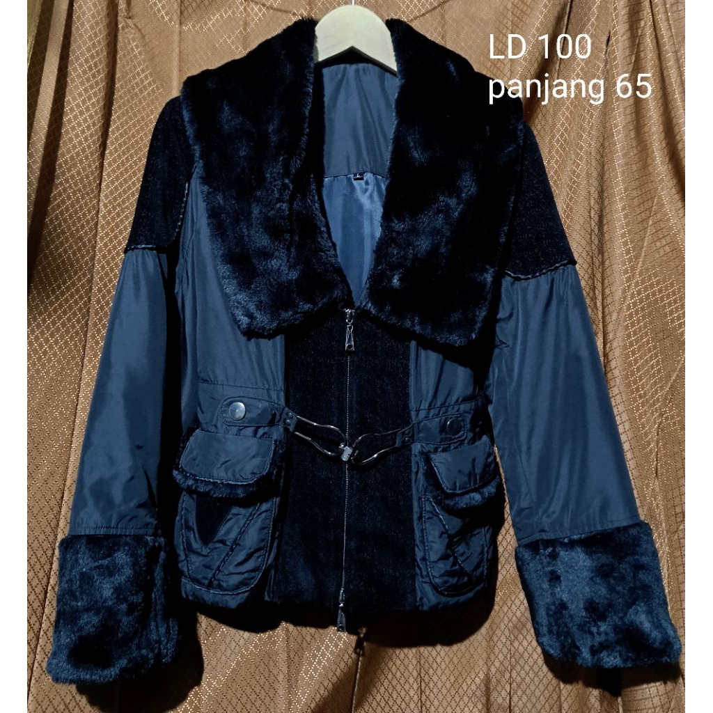 coat bulu premium hitam coat winter bulu hitam coat musim dingin bulu hitam coat kerah bulu hitam co