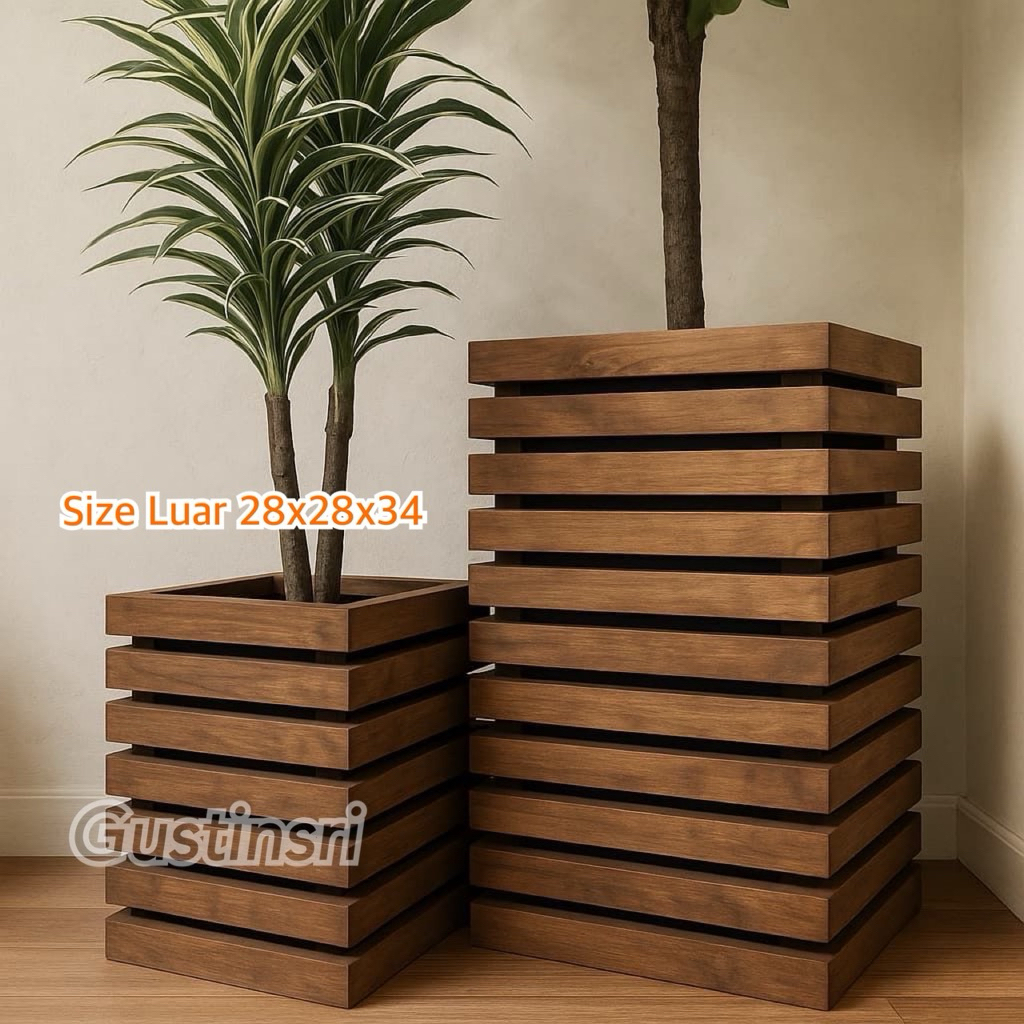 Pot Kayu Waterproof Pot Kayu Aesthetic Pot Dekorasi mall Taman Wooden Plant