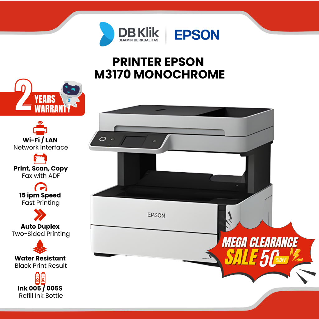 Epson Printer M3170 Monochrome - M3170 Ink Tank Printer