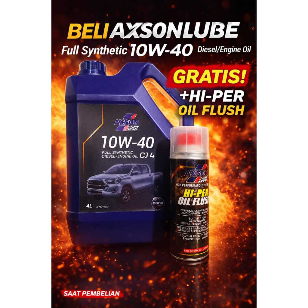 AXSON FULL SYNTHETIC DIESEL 10W-40 CJ 4 GATIS HIPER OIL FLUSH