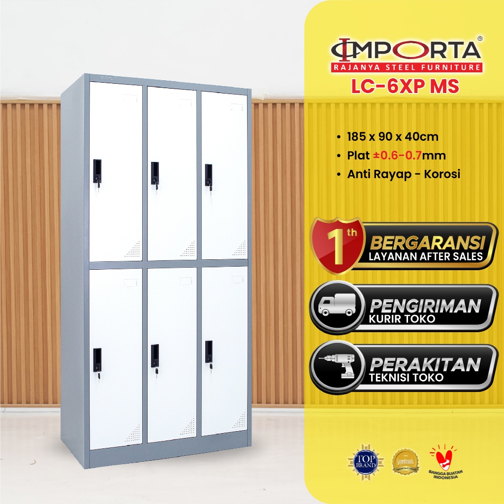 IMPORTA LC-6P MS Loker Besi 6 Pintu 3 Baris Full Plat | Lemari Locker Karyawan