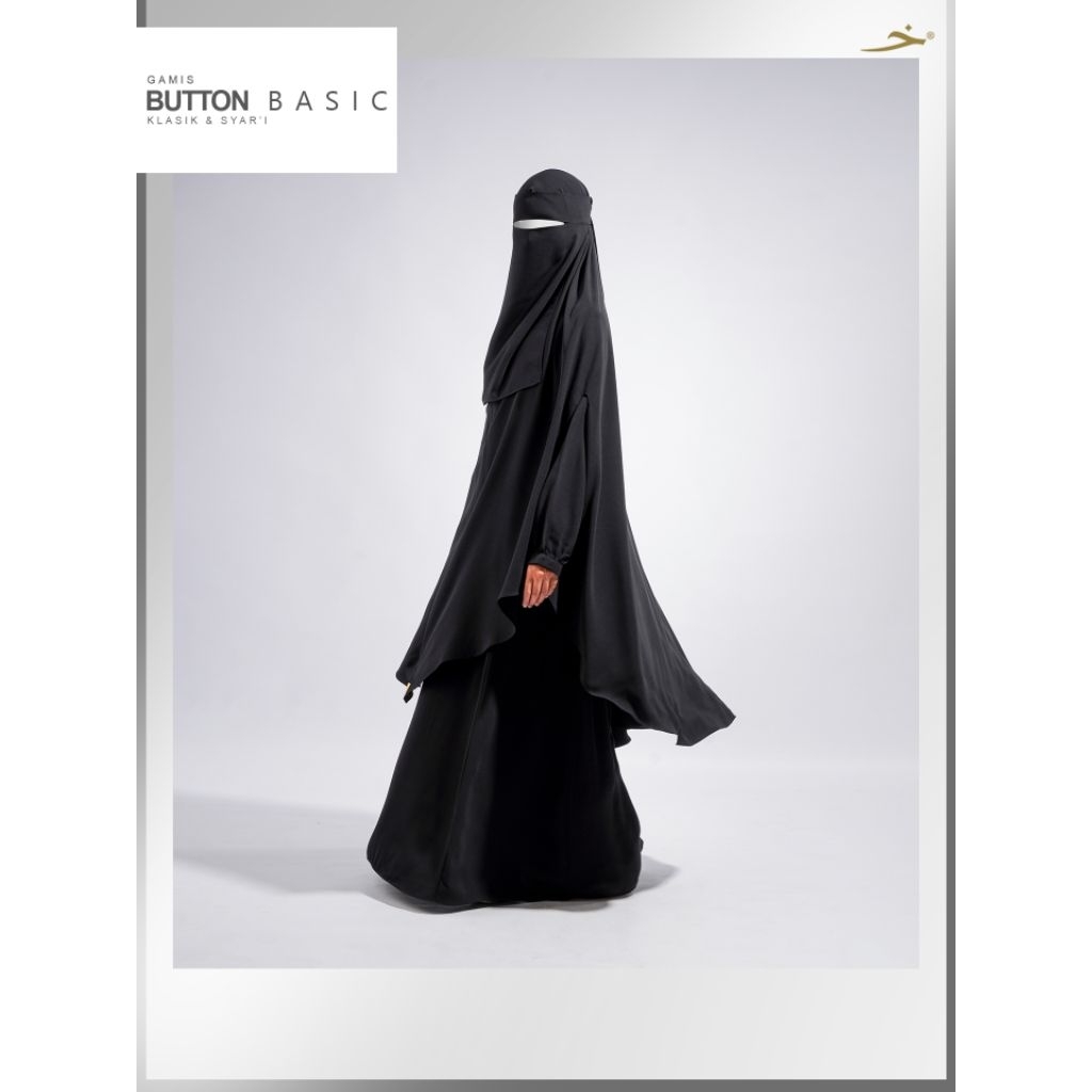 BUTTON BASIC Gamis BLACK & WHITE Bahan BELIYA - Khadijah Indonesia #dhiyasyari #khadijahindonesia
