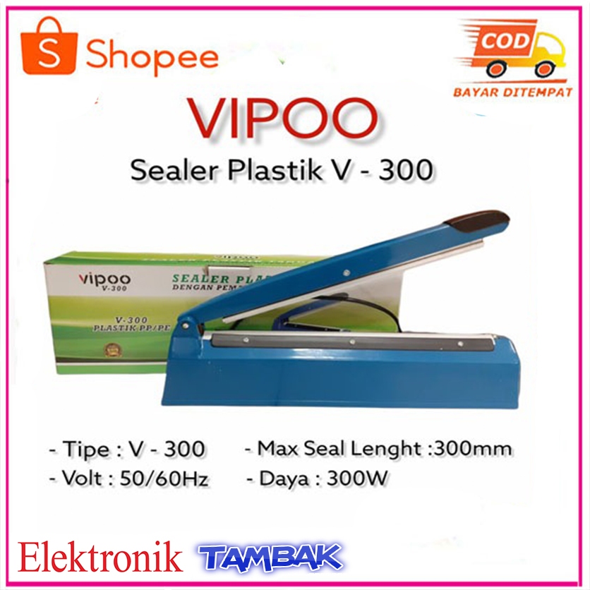 Vipoo Mesin Press Perekat Plastik/impulse Sealer Vipoo V-300 Ukuran 30cm