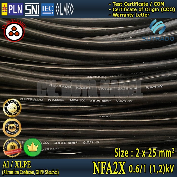 Kabel NFA2X 2x25 mm2 SUTRADO / MERINDO  / LVTC / Twisted Cable / Kabel Udara / 2x25mm2/2 x 25 mm2