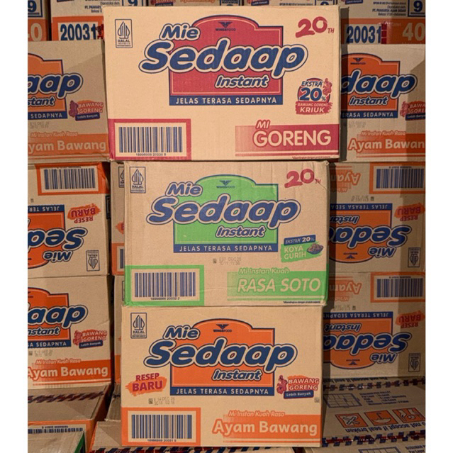 (40pcs) MIE SEDAP 1 DUS MIE INSTAN MIE GORENG AYAM BAWANG SOTO BIHUN GROSIR TEGAL SLAWI BREBES