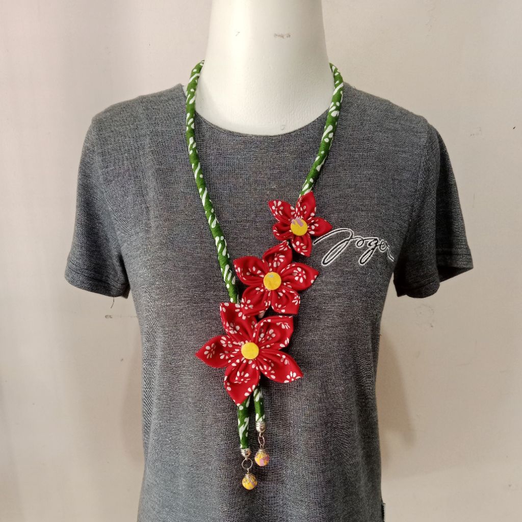 Kalung Batik Bunga Tiga Kalung Handmade Kalung Fashion