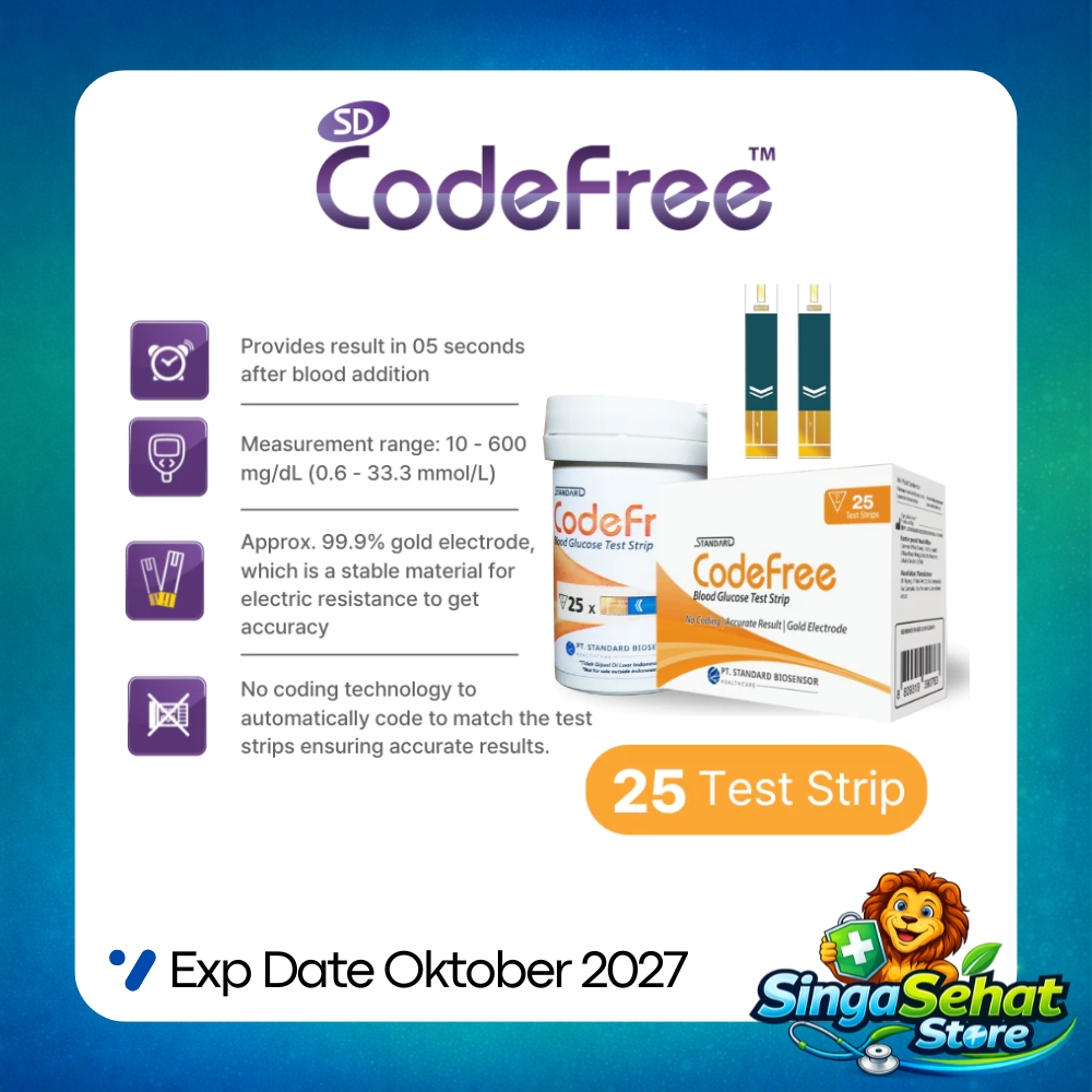 Strip Gula Darah CodeFree Glucose 25Pcs