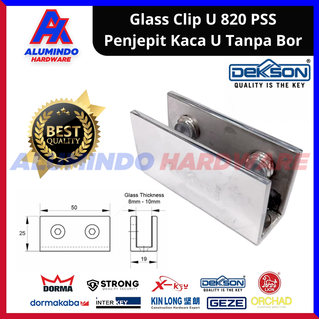 Penjepit Kaca Glass Clip Dekson U 820 PSS Klip Kaca Glass Klip Dekson