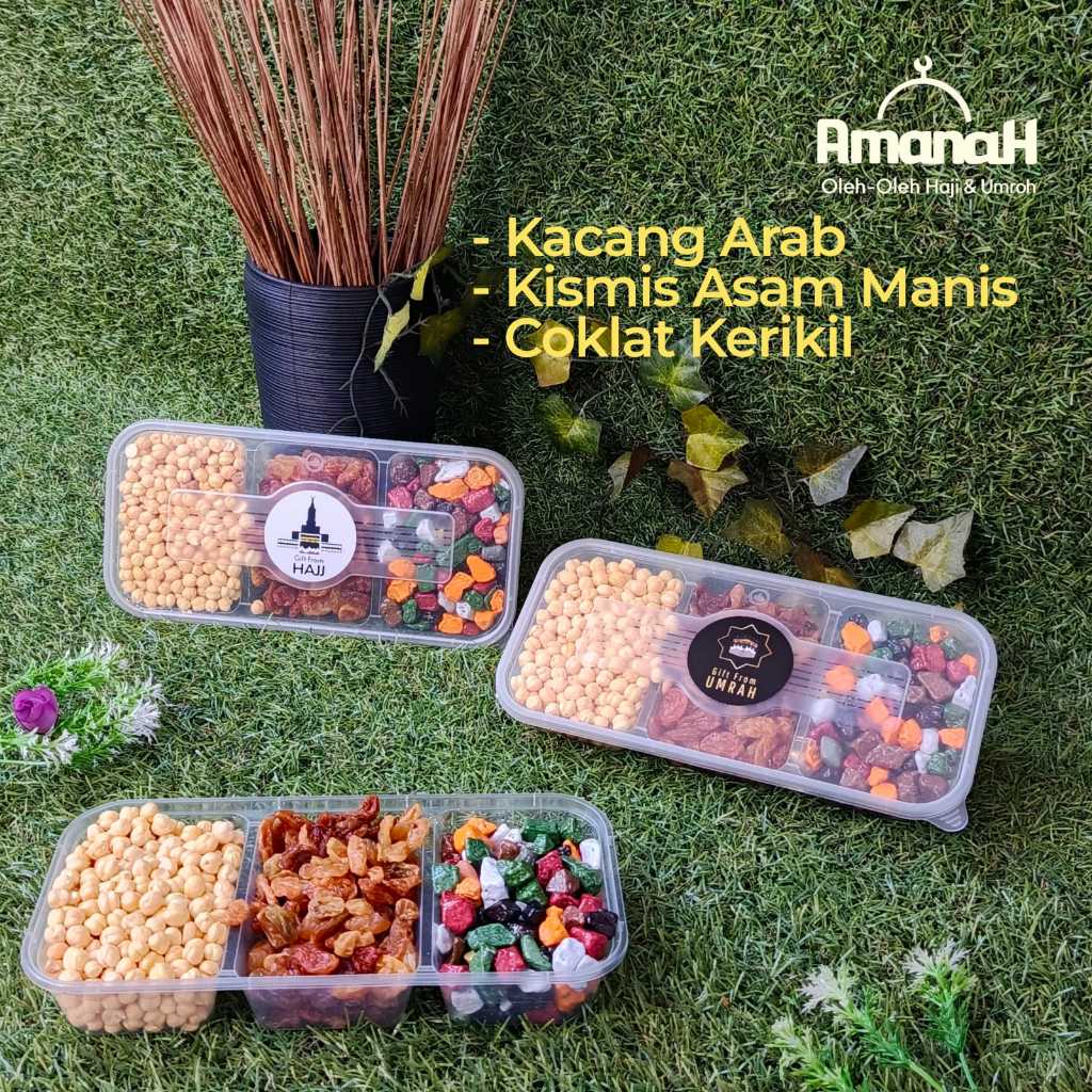 Paket Hampers Murah Oleh Oleh Haji Dan Umroh Thinwall 3 Sekat Variasi Kacang Arab