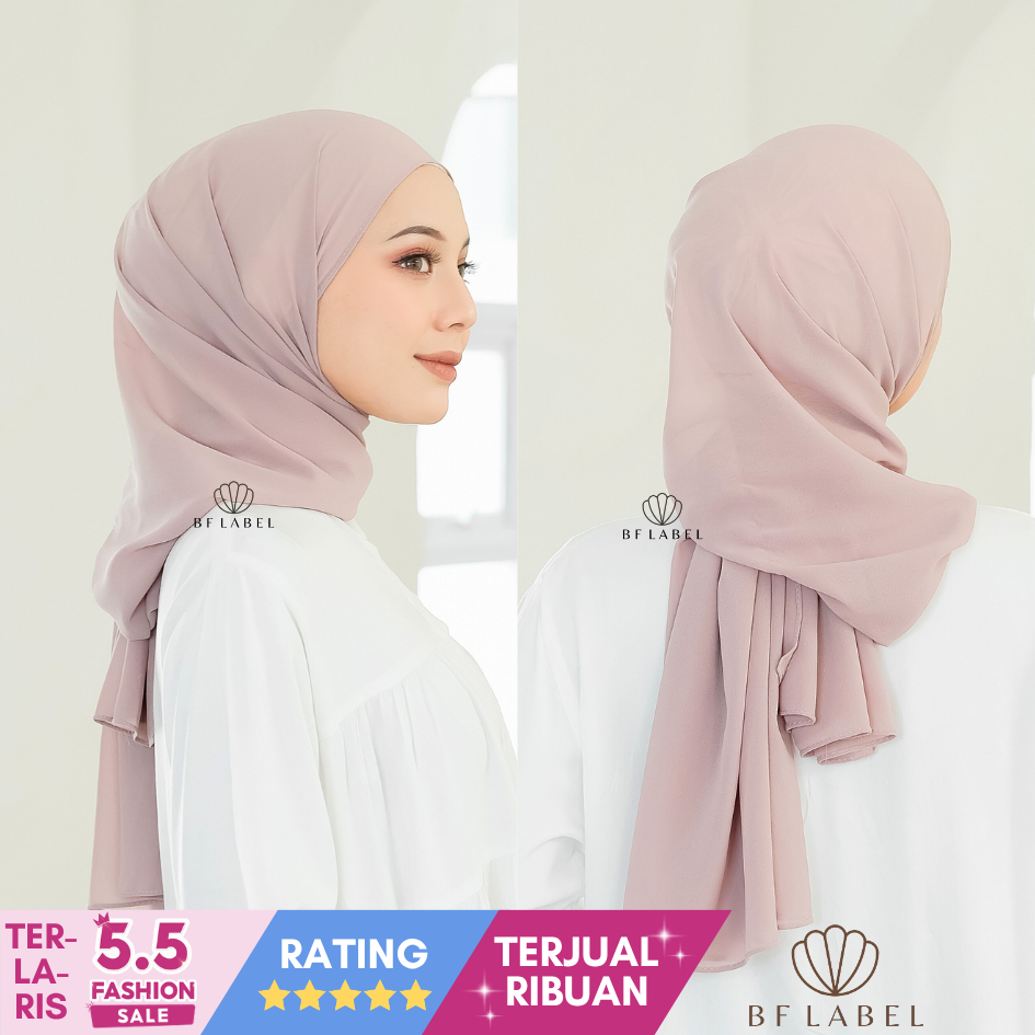 BF Label - PASHMINA TURKISH | Pashmina Shawl Chiffon Premium Size 180x75 | Pashmina Ceruty Babydoll