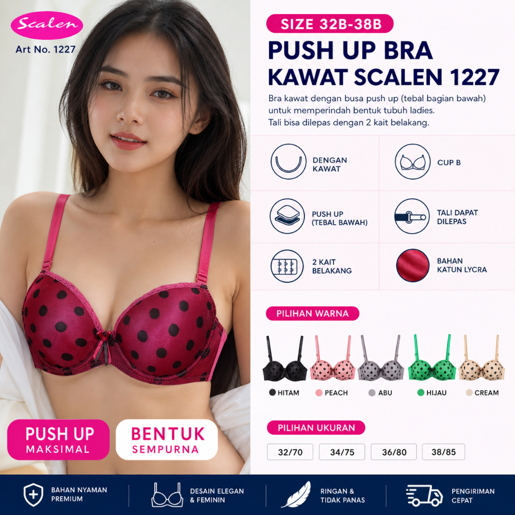 SCALEN | Size 32B - 38B | Push Up Bra Kawat SCALEN 1227