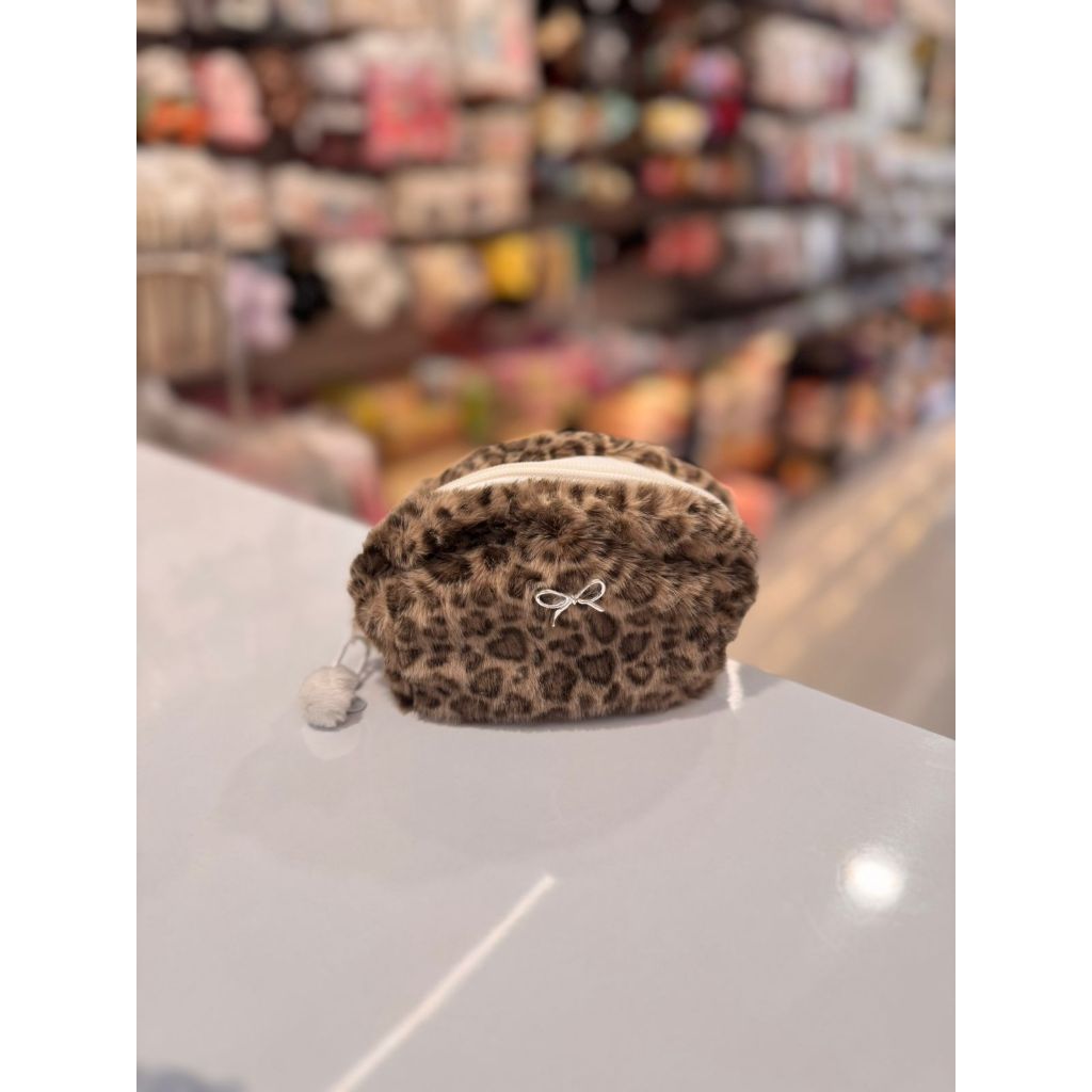 Pouch Bulu Leopard Pouch Makeup Mini Motif Leopard Tempat Makeup Dompet Mini Pouch mini Multifungsi