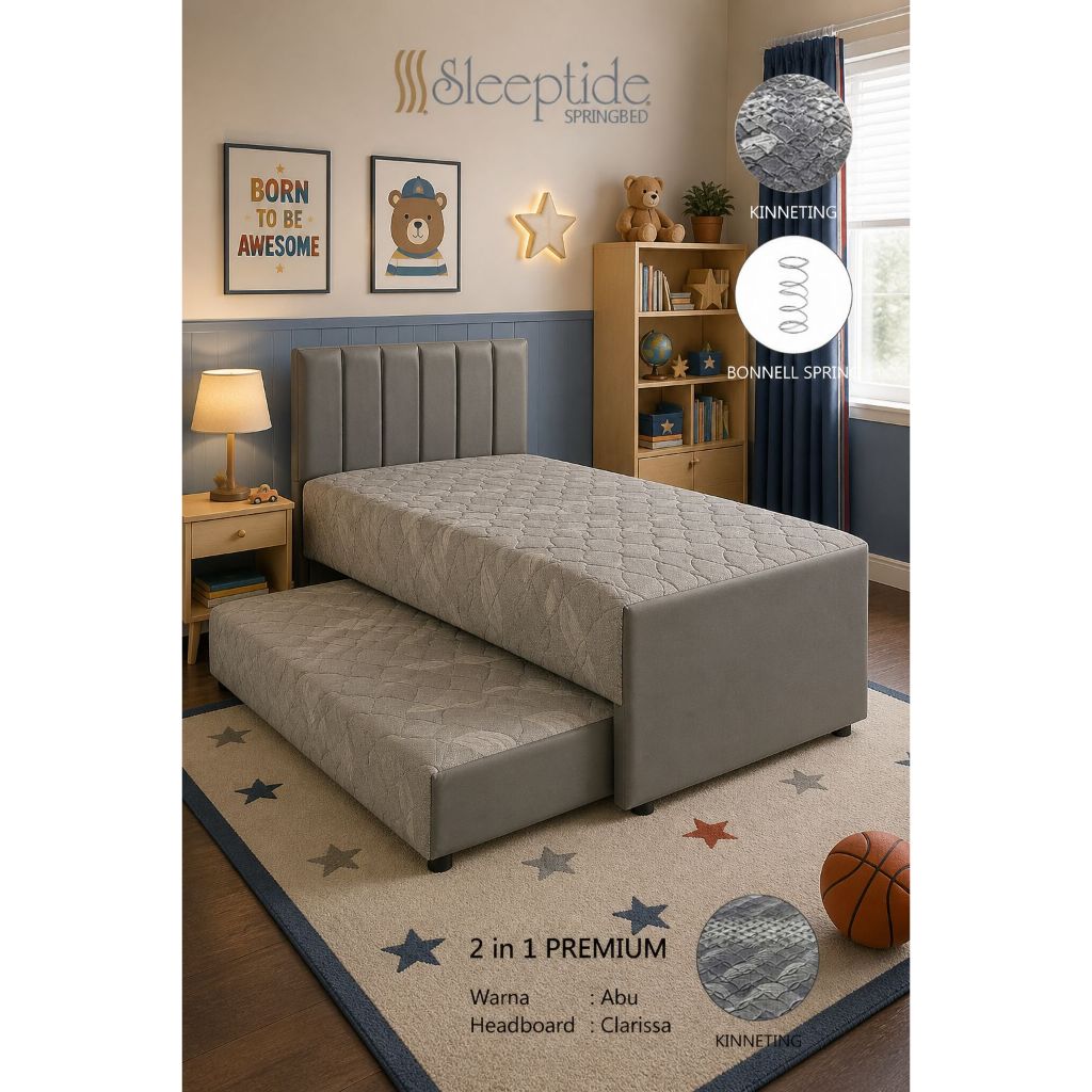 SLEEPTIDE Springbed sorong 2in1 Premium Abu - Headboard Clarissa