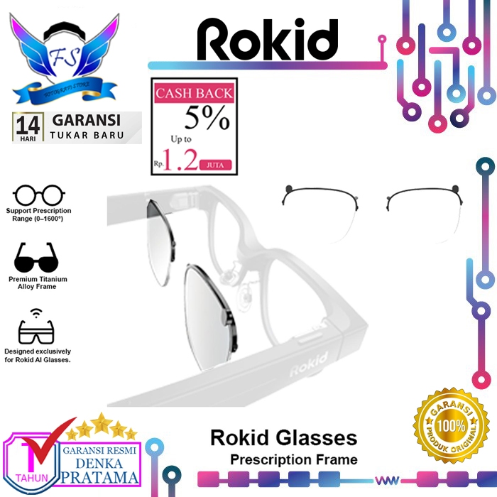 ROKID GLASSES PRESCRIPTION FRAME for Rokid AI Glasses Rokid Lens Inserts Garansi Resmi