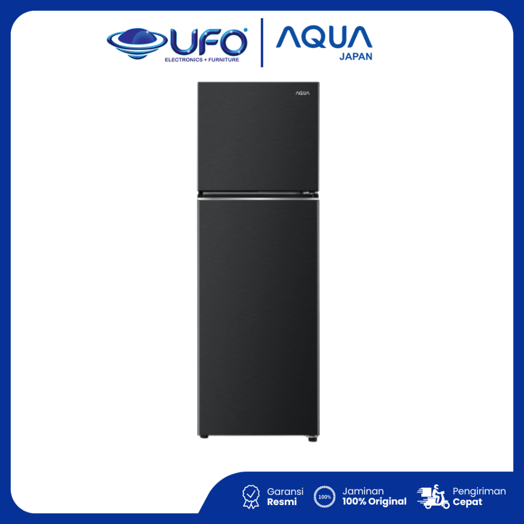 AQUA Kulkas 2 pintu AQRDTM305RAV(MX) 245L Twin Inverter, Turbo Cooling, Big Freezer, -1°C Chiller Bo