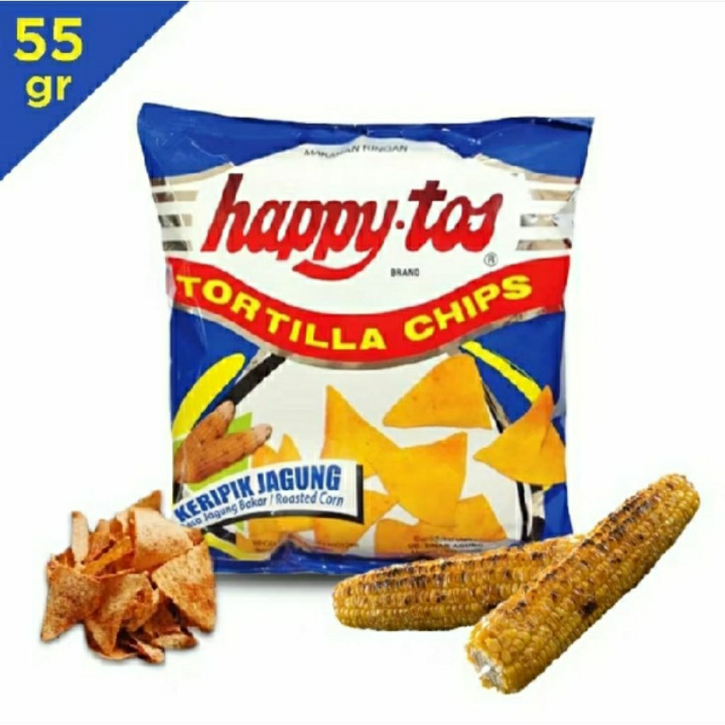 Happy Tos Tortilla Corn Chips  Biru 55 gr