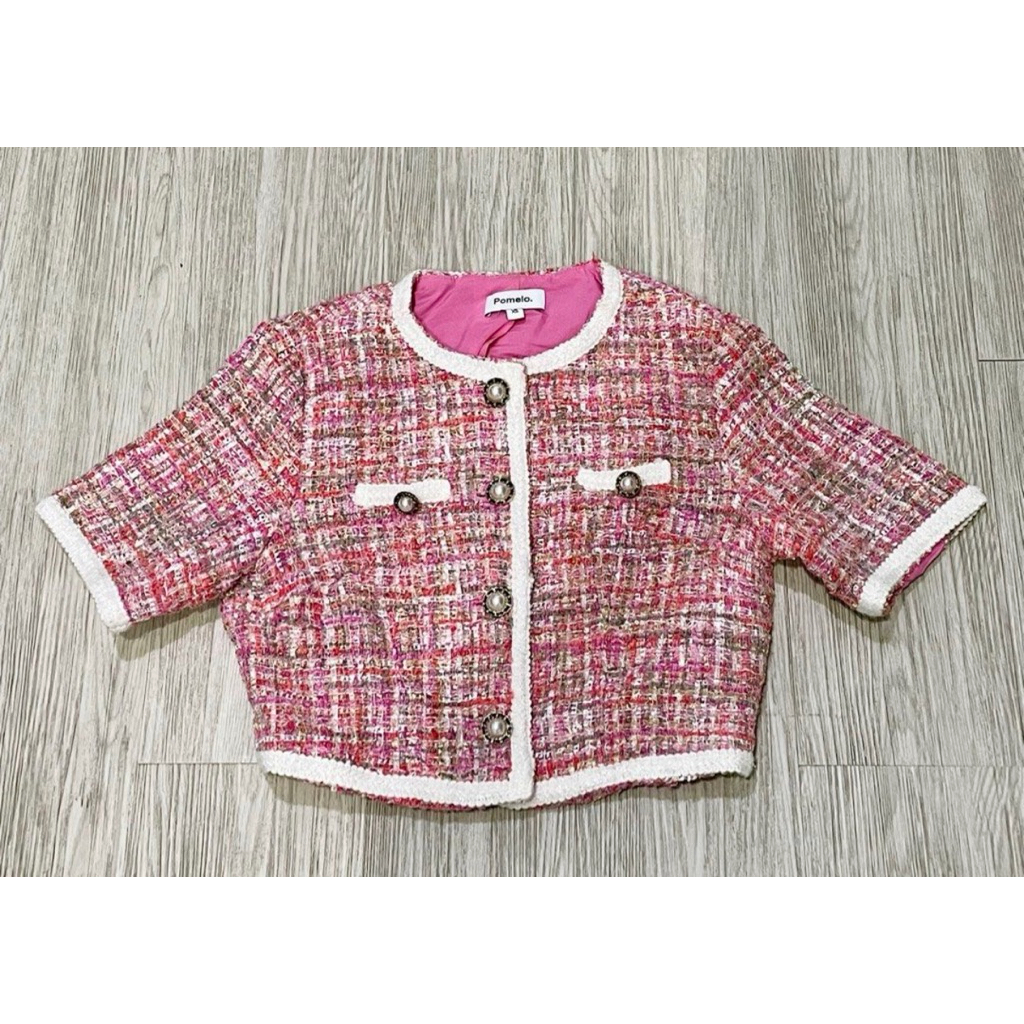 Cardigan Tweed Crop Top Pomelo