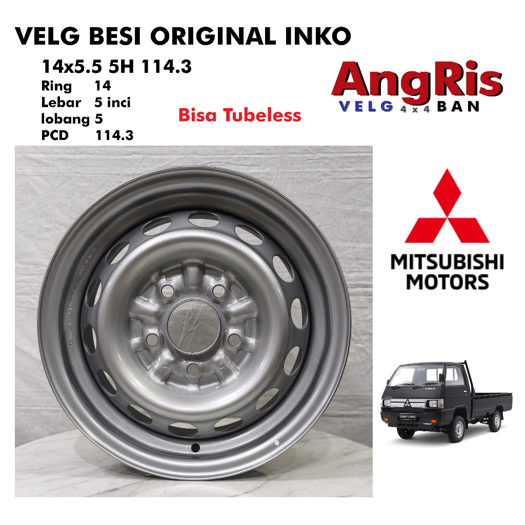 Velg Pelak Besi mobil Mitsubishi L300 Diesel KUDA INKO new ori OEM 14x5.0 5H 114.3 Ring 14 R14 loban