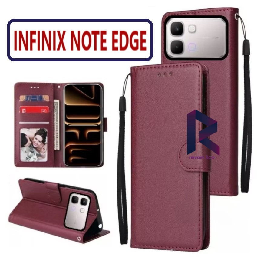 FLIP COVER INFINIX NOTE EDGE FLIP WALLET LEATHER KULIT PREMIUM SARUNG BUKA TUTUP KESING HP FLIP CASE