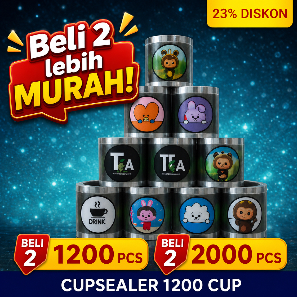 Cup Sealer Lid Plastik Premium Roll | Plastik Seal Cup | Isi 1200 pcs | Harga Pabrik