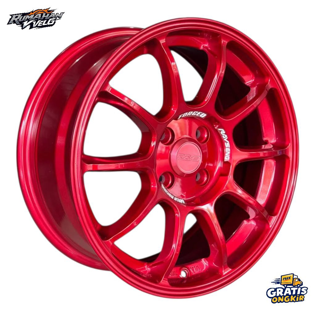 Velg RAYS ZE40 R16 Lebar 7 Rata Pcd 4X100 Offset 40 Warna Hyper Red