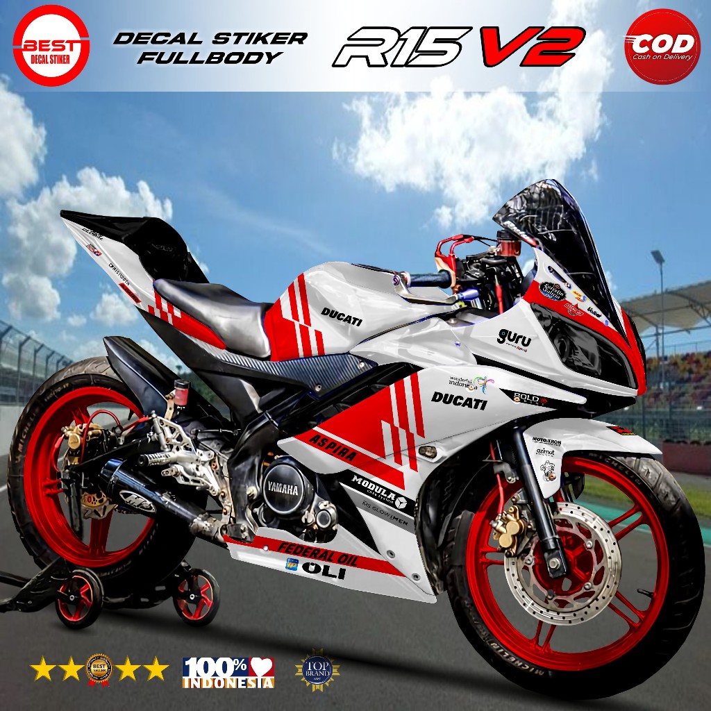 Sticker Decal R15 V2 Fullbody Putih Desain Gresini Racing Team