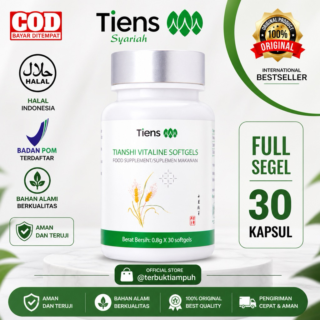 Vitaline Softgel Original Tiens | Suplemen Pemutih Seluruh Tubuh Badan Pria Dan Wanita Permanen Ampu