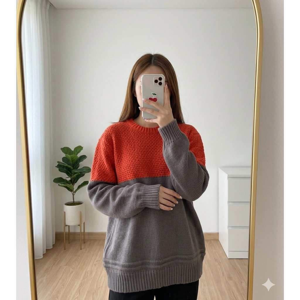 sweater rajut 2tone