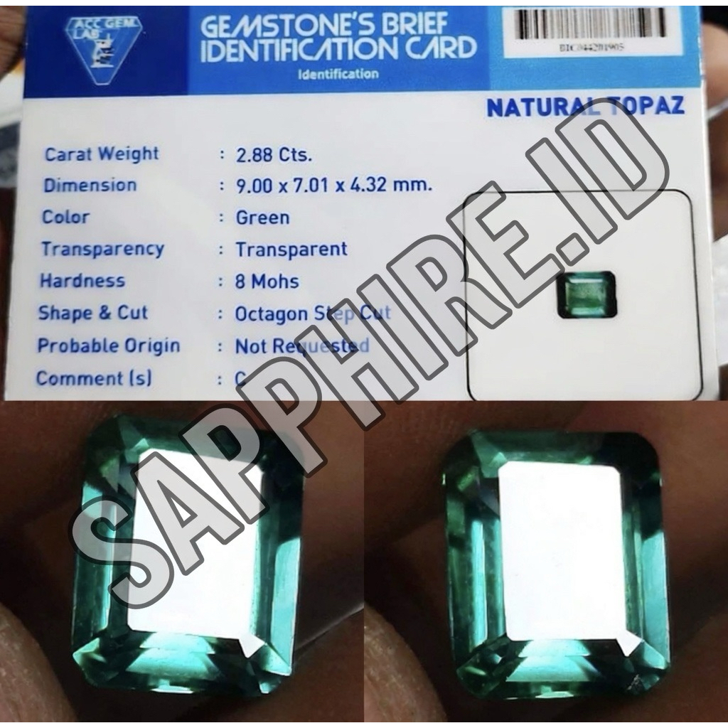 Natural Batu Permata Topaz Green Include Memo Certified