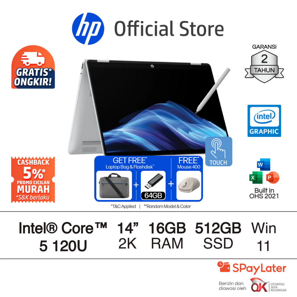 Laptop HP Pavilion x360 2 in 1 - OmniBook 5 Flip [NEW] Intel Core 5 Intel Graphics 16GB RAM 512GB SS