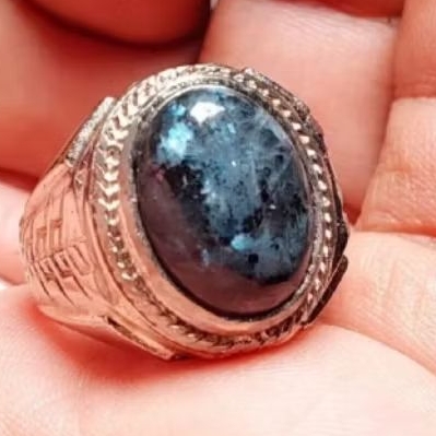 cincin batu akik labrador hitam ring ALPAKA