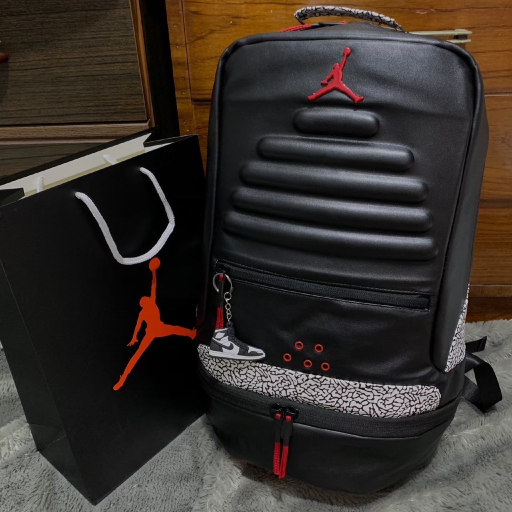 TAS RANSEL JORDAN RETRO 3 LEATHER ORIGINAL BLACK BACKPACK / RANSEL BISA COD / RANSEL WATER PROOF