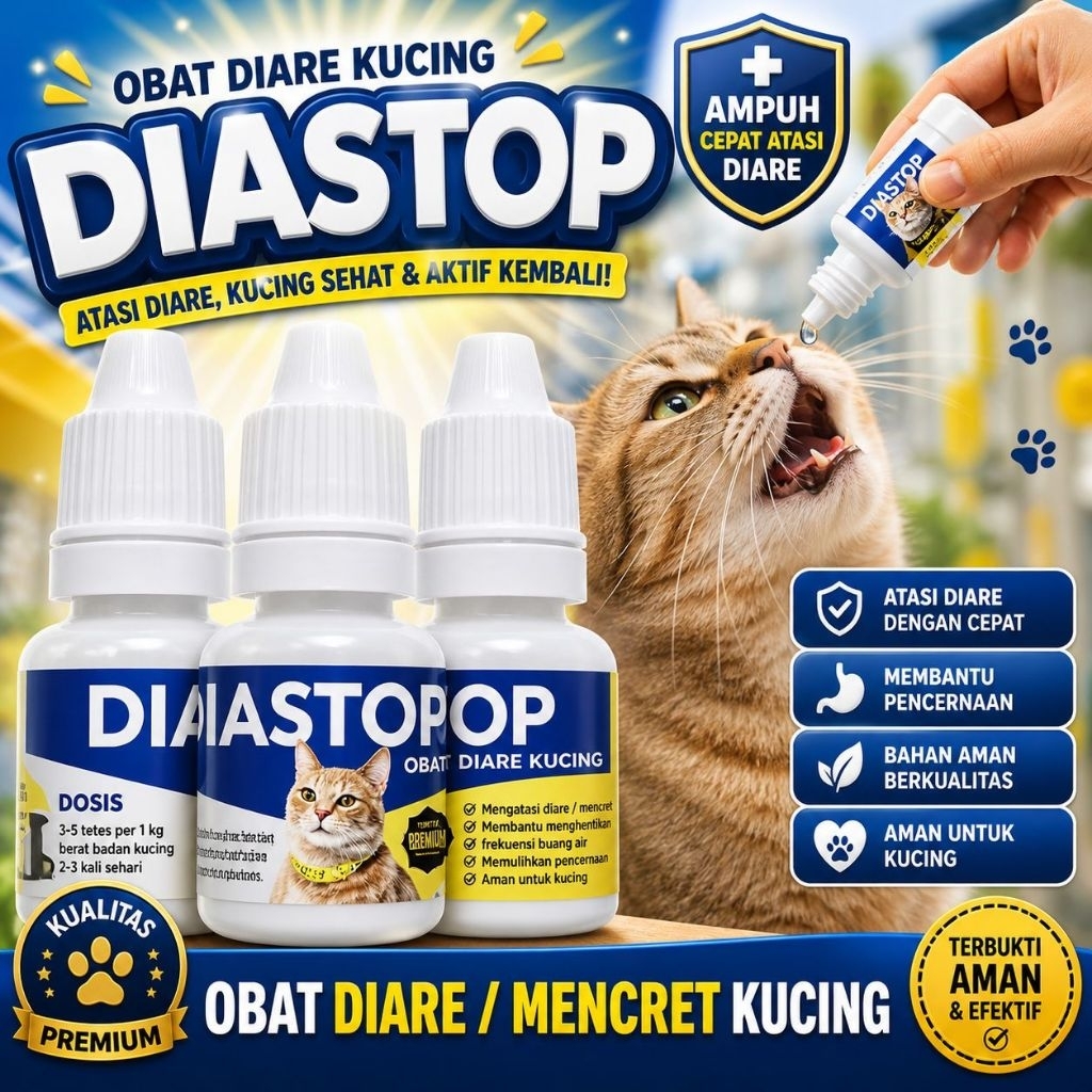 DIASTOP - Obat Mencret Kucing Diare Mual Berak Darah Berak Lendir Koksidiosis Kucing