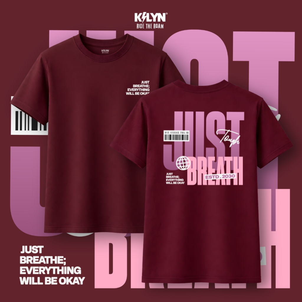 THE RAW OF RIOT - [Just Breath / Merah Maroon] Baju Kaos Pria Distro Regular Full Cotton 24s Retro S